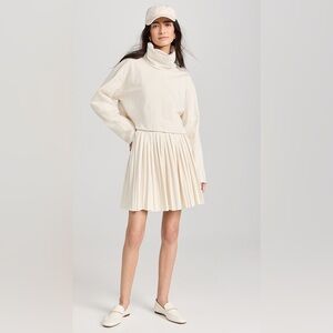 Les Tien Paulina Box Pleated Tennis Skirt in Ivory
